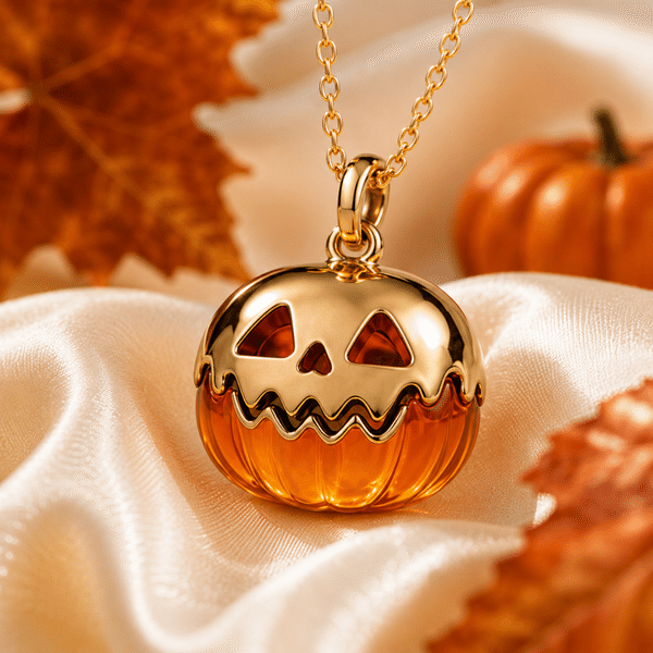 Collier personnalisé « Jack O’Lantern » avec prénom, motif citrouille en résine translucide, bijoux sur le thème d’Halloween et de l’automne, cadeau effrayant pour elle/sa petite amie