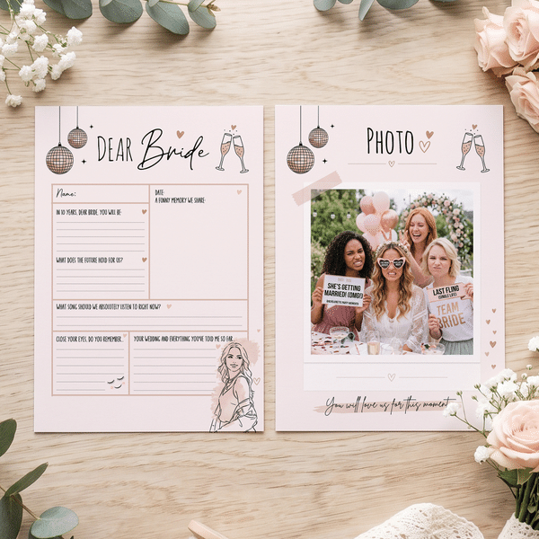 Personalized Dear Bride Photo Pink Greeting Card Bachelorette Party Wedding Gift for Brides Besties Friends