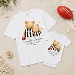 Personalized Our First Father's Day Footy Jersey Bear 100% Cotton Baby Bodysuit Romper T-shirt with Name and Number Father's Day Gift for Men Newborns