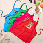 Personalized Cute Cartoon Kid Photo Apron Chef Hat Set with Name  and Pocket Cooking Accessory Baking Party Birthday Gift for Boys Girls