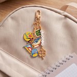 Personalised School Theme Book Ruler Charm Keychain with Name Back to School Birthday Gift for Kids