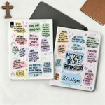 Personalised Colourful Bible Affirmations Pad Case Protective Cover for iPad with Name Baptism Birthday Gift for Christian
