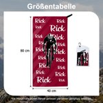 Personalisiertes Sporthandtuch mit Radfahrer-Silhouette | schnelltrocknend | mit Trageschlaufe | Radsport Outdoor Geschenk für Radfahrer Sportfans