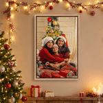 Personalized Christmas Family Photo Commemorate Framed Canvas Print with Text Home Decor Ship from USA Christmas Gift for Family