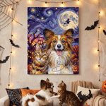 Personalized Modern Pet Portrait Wrapped or Floating Frame Canvas Prints with Name Living Room Decor Ship from USA Halloween Gift for Pet Lovers
