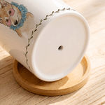 Personalized Watercolor Pet Photo Ceramic Plant Pot with Name and Bamboo Base Anniversary Birthday Gift for Pet Owner