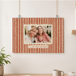 Personalised Multicolour Retro Stripes Photo Canvas Poster Framed Frameless Painting with Name and Text Wall Decor Birthday Gift for Family Friends