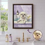 Personalized Pet Bath Photo Commemorate Framed Canvas Print Wall Decoration Bathroom Ship from USA Anniversary Birthday Gift for Pet Owner