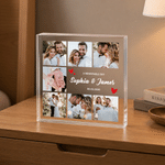 Personalized 7 Photos Transparent Square Acrylic Plaque with Name Anniversary Birthday Gift for Husband Wife