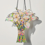 Personalised Wedding Bouquet Stained Glass Effect Acrylic Suncatcher Ornament Home Decor Wedding Gift for Bride Newlywed