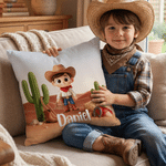 Personalised Multicolour Funny 3D-Style Design Cartoon Photo Cushion Cover with Name Home Decor Birthday Gift for Cowgirl Cowboy