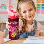 Personalized Racing Photo 12 oz Insulated Water Bottle with Name Back to School Birthday Gift for Kid
