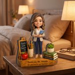 Personalised Teach Love Inspire Book Pencil Photo Wooden Figurine with Text Back to School Teacher's Day Gift for Teacher