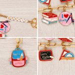 Personalised School Theme Book Ruler Charm Keychain with Name Back to School Birthday Gift for Kids