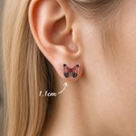 Personalised Dainty Birth Butterfly Stud Earrings Fairy Minimalist Jewellery Birthday Wedding Gift for Bridesmaid Bestie Girlfriend Her