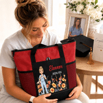 Personalised Doctor Nurse Photo Birth Flower Large Capacity Tote Bag with Name and Mesh Pockets Week Nurse Appreciation Gift for Medical Staff