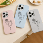 Personalized Line Art Style Birth Flower Pet Photo Phone Case for iPhone Samsung with Name Daily Use Birthday Gift for Pet Owners Lovers