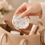Personalised Floral Pocket Makeup Mirror with Initial Location and Date Bachelor Party Wedding Gift for Bride Bridesmaid