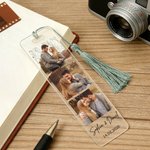 Personalisierter 3-Fotos-Acryl-Lesezeichen | mit Namen und Wunschtext | mit Quaste | Lesezubehör | Geburtstagsgeschenk für Familie und Freunde