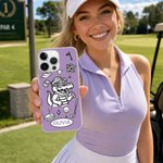 Personalized Cute Golf Crocodile TPU Phone Case for iPhone with Name Birthday Golf Club Gift for Golf Lovers