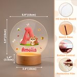 Personalized Cute Animal Insect Initial LED Night Light with Wooden Base and Name Home Decor Back to School Birthday Gift for Children