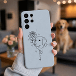 Personalized Line Art Style Birth Flower Pet Photo Phone Case for iPhone Samsung with Name Daily Use Birthday Gift for Pet Owners Lovers