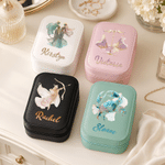 Personalized Zodiac PU Leather Jewellery Box with Name and LED Three-Colour Adjustable Makeup Mirror Birthday Gift for Zodiac Lovers