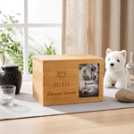 Personalized Paw Print Wooden Pet Cremation Urn Ash Box with Photo and Engraved Name Memorial Sympathy Gift for Pet Owners Lovers