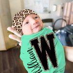 Personalisierte Leopard Initial Name 100% Baumwolle Swaddle und Knoten Hut Set Baby Dusche Geburtstag Geschenk für Neugeborene