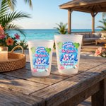 Personalised Summer Resort Pool Theme 12 oz 16 oz Frosted Plastic Cups with Text Set of 10 Pool Party Favor Gift for Bride Bridesmaid