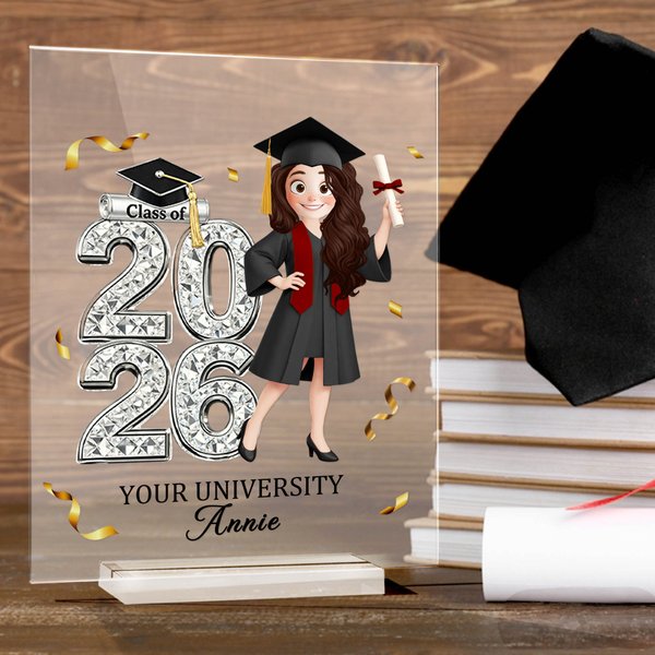 Plaque acrylique personnalisée avec nom et année Cadeau de fin d'études pour diplômés