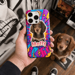 Personalized Pop Art Style Dog Cat Pet Photo Phone Case for iPhone Samsung with Name Daily Use Birthday Gift for Pet Owners Lovers