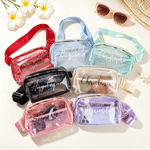 Personalized Multicolor Transparent Waterproof Crossbody Waist Bag with Name and Adjustable Strap Summer Travel Birthday Gift for Women