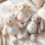 Personalised Cute Bow Bunny Bear Plush Toy with Name and Initial Daily Use Birthday Gift for Couple Kids