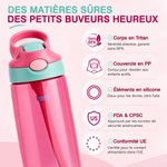 Bouteille d'eau 475 ml personnalisée avec dessin enfant fleur de naissance et nom - Cadeau d'anniversaire rentrée scolaire pour les enfants