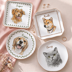 Personalized Watercolour Pet Photo Ceramic Jewellery Dish with Name Home Decor Birthday Anniversary Gift for Pet Owners Lovers