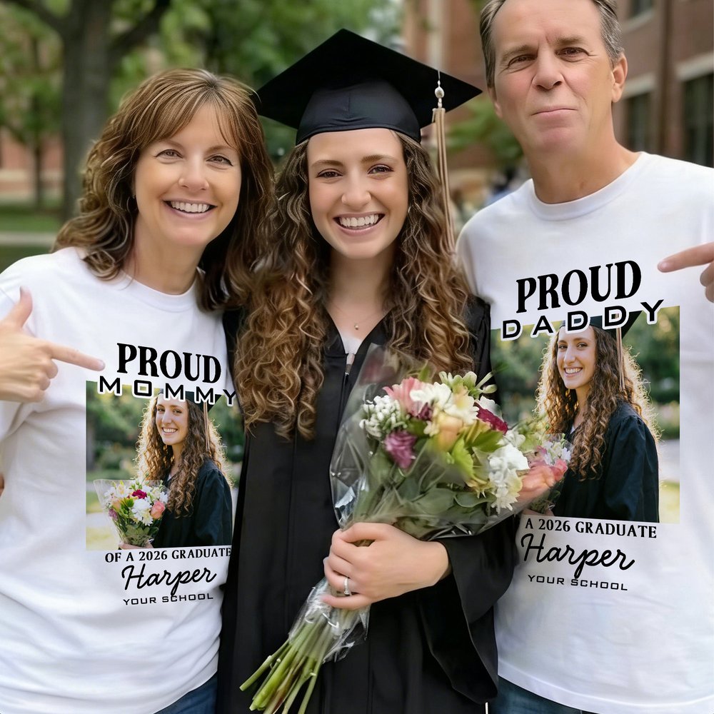 Personalised Multicolour Proud Photo Soft 100% Cotton T-shirt with Name Celebrate Graduation Gift for Family 5