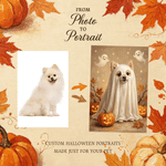 Personalised Halloween Themed Oil Painting Style Pet Photo Canvas Prints with Name Home Decor Halloween Gift for Pet Lover
