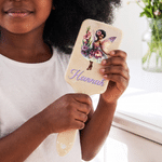 Personalized Black Birth Flower Fairy Anti-Static Massage Comb with Name Makeup Tool Birthday Gift for  African American Girls