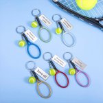 Gepersonaliseerde Mini Leuke Tennis Racket & Bal Sleutelhanger met Gegraveerde Tekst Verjaardag Game Day Gift voor Tennis Lovers