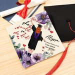 Personalized She Believed She Could So She Did Birth Flower Cartoon Graduation Cap Topper Decoration with Name and Year Graduation Gift for Women