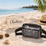 Personalized Multicolor Transparent Waterproof Crossbody Waist Bag with Name and Adjustable Strap Summer Travel Birthday Gift for Women