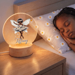 Personalised Black Birth Flower Fairy LED Night Light with Name and Wooden Base Room Decor Birthday Gift for African American Girls