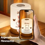 Personalisiertes Line-Art Nachtlicht mit Babytieren & Namen | Dimmbar | 15h Akku | Kinderzimmer Deko | Tauf- & Geburtstagsgeschenk für Kinder & Babys