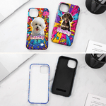 Personalized Pop Art Style Dog Cat Pet Photo Phone Case for iPhone Samsung with Name Daily Use Birthday Gift for Pet Owners Lovers