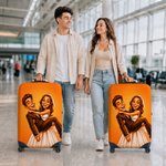 Personalised Exaggerated Comic Photo Luggage Cover Fits 18-32 Inches Suitcase Daily Use Travel Accessories Birthday Gift for Travel Lovers Couples
