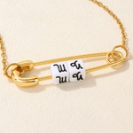 Personalized Dainty Y2K Fashion Style Zodiac Bead Safety Pin Necklace with Number and Initial Anniversary Birthday Gift for Girls