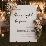 Personalized Minimalist Floral Welcome To the Night Before Celebrating Wedding Welcome Sign Poster with Name and Text Wedding Gift for Newlyweds