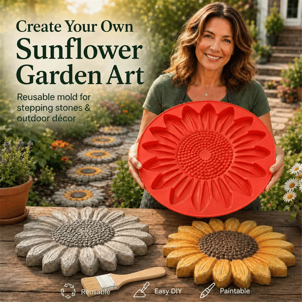 Moule en béton réutilisable pour dalles de jardin à réaliser soi-même, 6 motifs naturels, décoration pour allées de jardin, activité manuelle ludique, cadeau pour les amateurs de jardinage