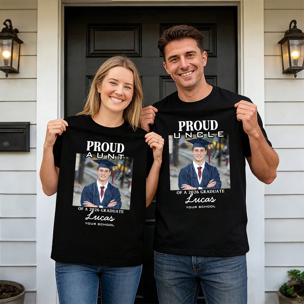 Personalised Multicolour Proud Photo Soft 100% Cotton T-shirt with Name Celebrate Graduation Gift for Family 3